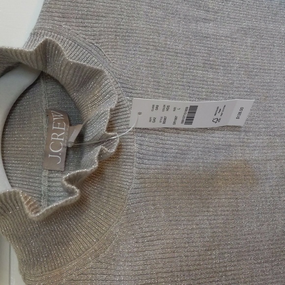 J. Crew Metallic Merino Wool Ruffleneck Sweater - Picture 4 of 9